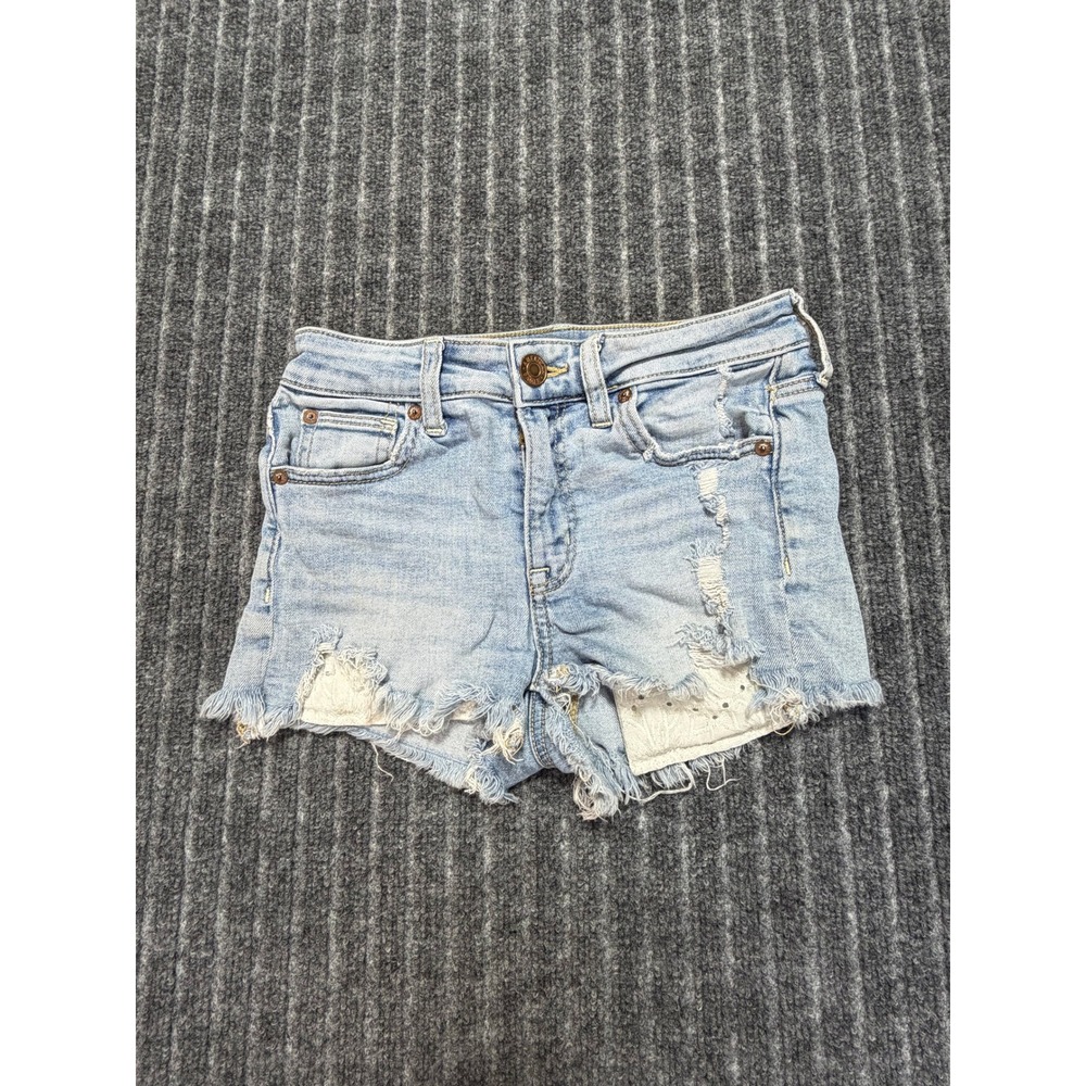 American Eagle Hi Rise‎ Shortie Mini Shorts Sz 0 Raw Hem California 2000s
